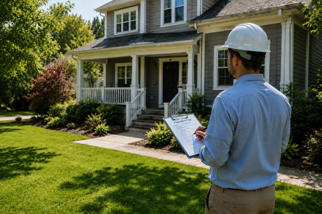 Home inspector evaluating a residential property