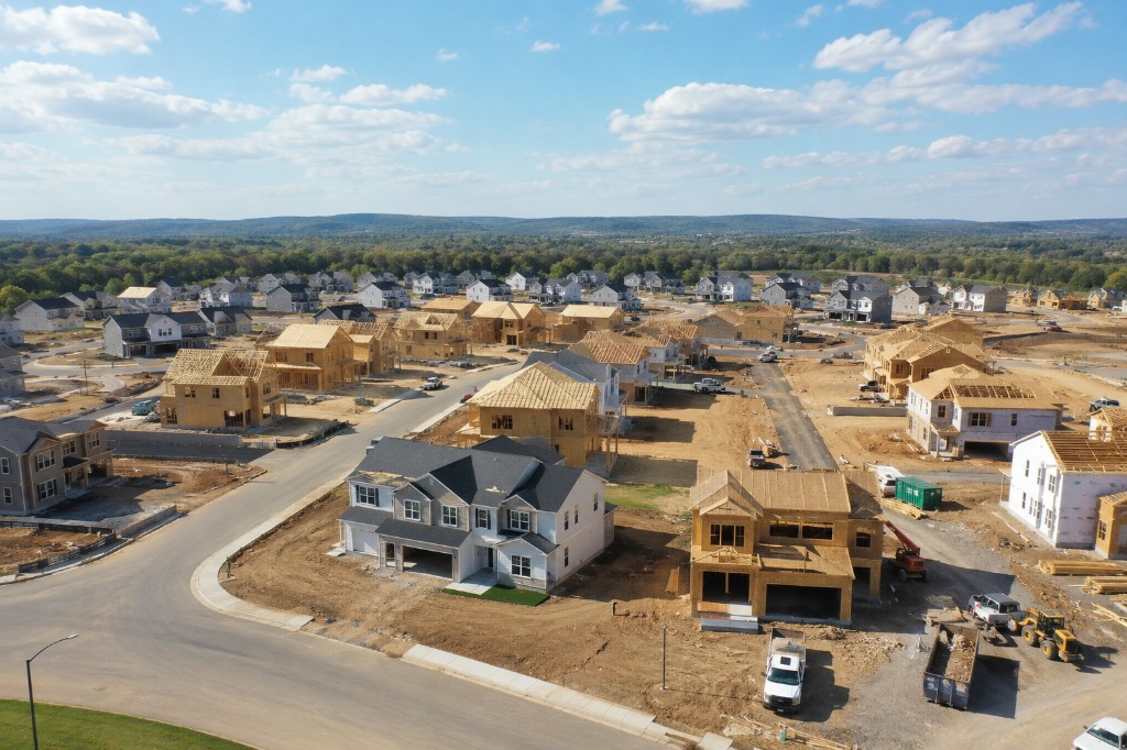Aerial view of a residential construction development