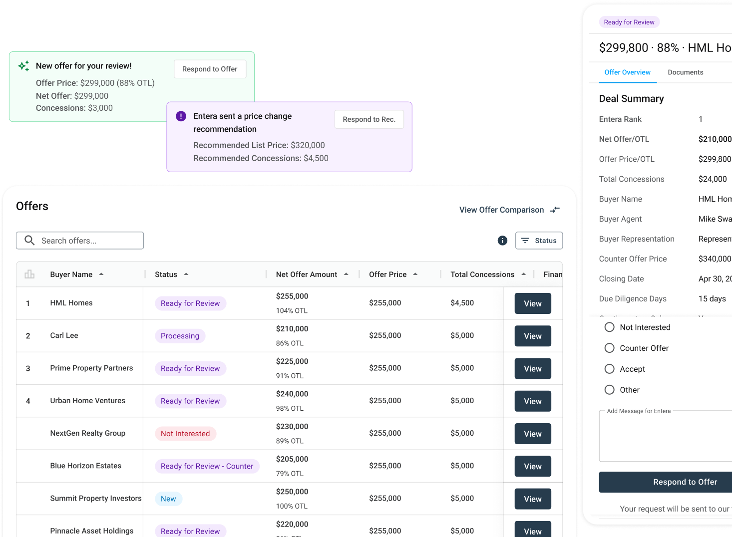 Offers pipeline and side-by-side comparison in Entera