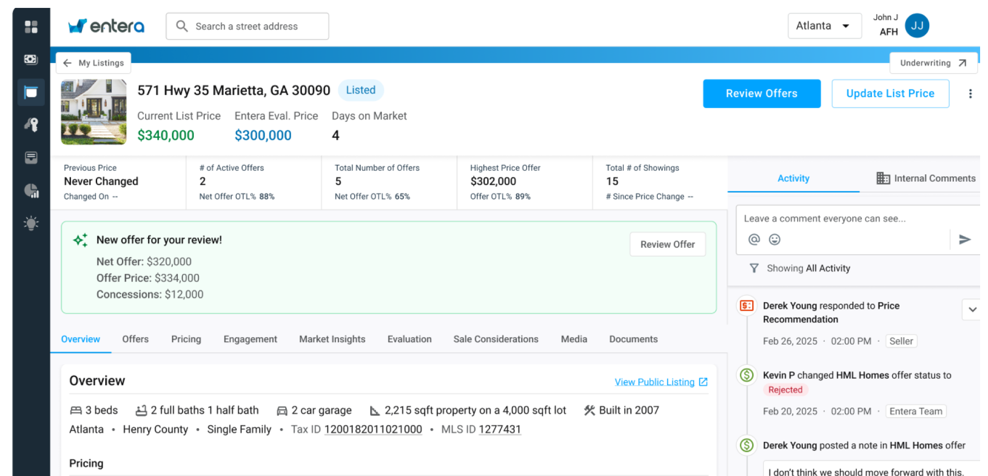 Entera dispositions product interface